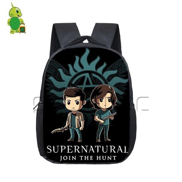 Rucksack Supernatural Winchester Bros Sam Dean Kinder Schultaschen Jungen Mädchen Studenten Cartoon Kindergarten268F