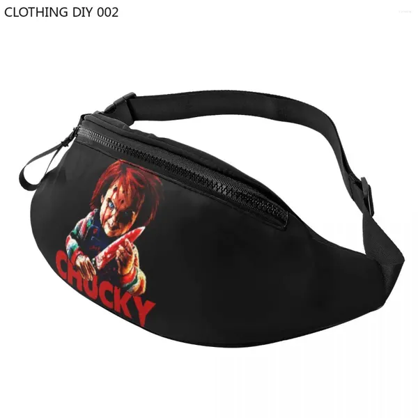 Sacos de cintura Chucky Killer Horror Halloween Fanny Pack para viajar Mulheres Homens Criança Play Filme Crossbody Bolsa Telefone Dinheiro Bolsa