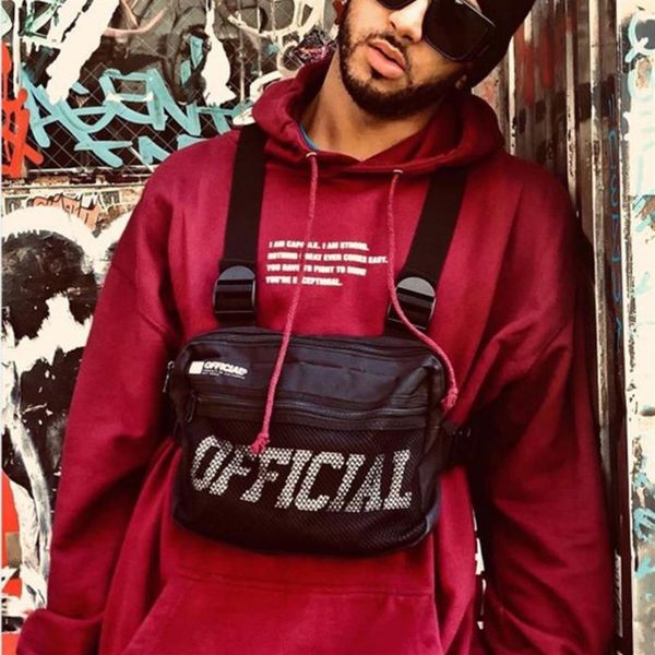 Streetwear Erkekler Bag Vest Hip Hop Style Crossbody Göğüs Çantaları Kadınlar İçin Paketler 2019 Moda Punck Göğüs Teçhizat Yelek Bel Bag292s