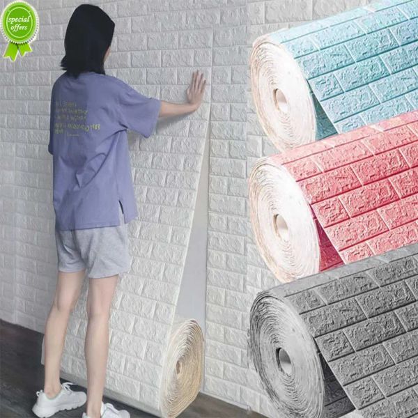 Adesivo de parede com padrão de tijolo painel autoadesivo à prova d'água papel de parede para sala de estar decoração de casa