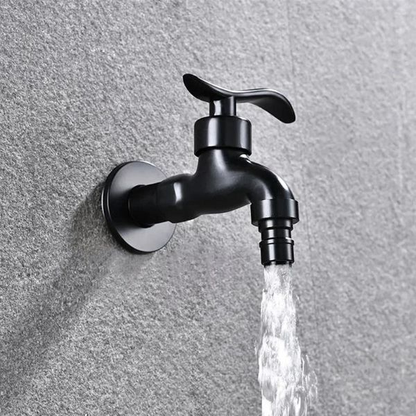 Banyo Lavabo muslukları siyah bibcock pirinç musluk açık bahçe muslukları için çamaşır makinesi duvar montajı çamaşırhane temizleme tuvalet havzası