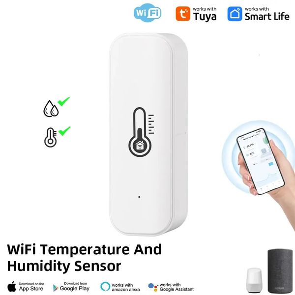 Controllo domestico intelligente Tuya Sensore di temperatura e umidità WiFi Monitoraggio APP alimentato a batteria interna per Alexa Google Voice 231202