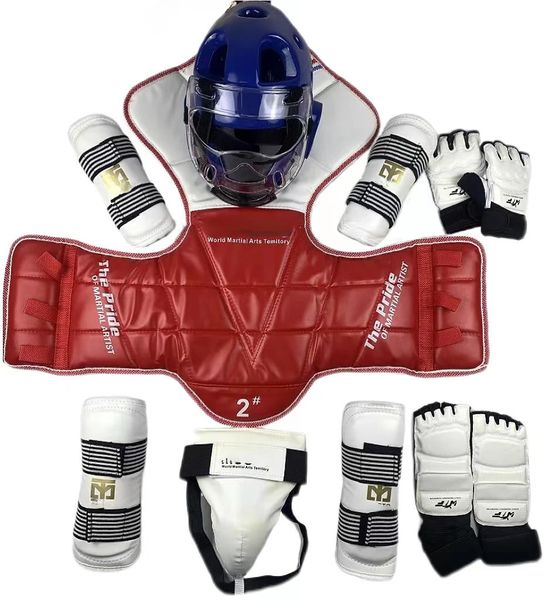 Cotovelo Joelheiras Taekwondo Engrossar Competição Artes Marciais Combate Equipamentos de Proteção Equipamento Real Conjunto Completo 231202