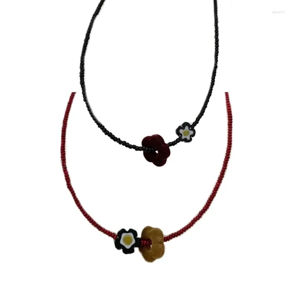 Colares de pingente Flor Designs Gargantilha Colar Trendy Velvets Floral Clavícula Correntes Coloridas Frisadas Neckchains Decoração para Mulheres