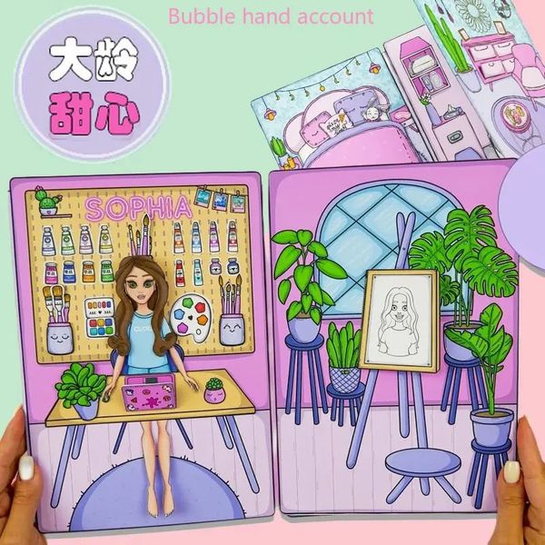 Partyspiele Basteln Papierpuppenhaus Mädchen verkleiden sich Ruhiges Buch Doudou Kinderpuzzle Handgemacht DIY fertiges Spielzeug Materialpaket Geschenk für 231202