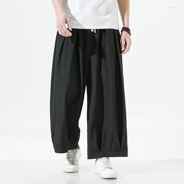 Calças masculinas primavera verão calças cor sólida harem harajuku estilo perna larga masculino casual vintage homem sweatpants streetwear