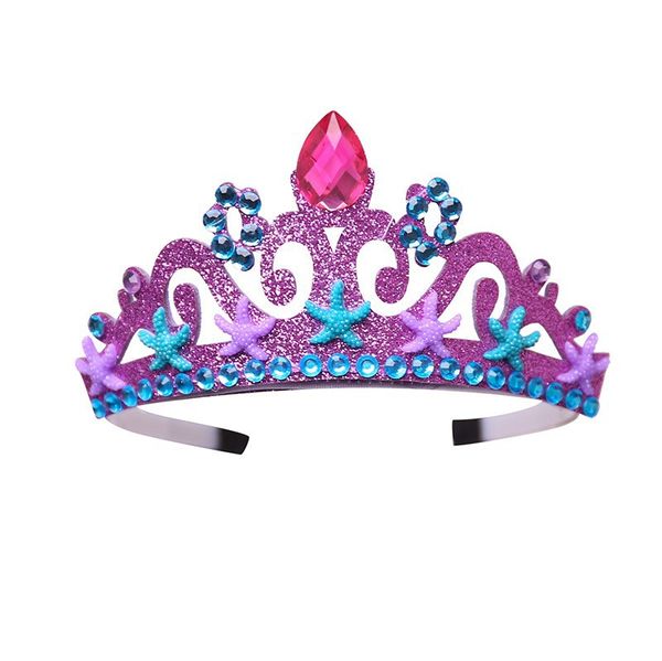 Mädchen Prinzessin Krone Stirnbänder Glitzer Filz Vintage Gold Silber Lila Wasser Diamant Tiara Haarbänder Geburtstagsgeschenk Partyzubehör Modische Kopfbedeckung für Kinder