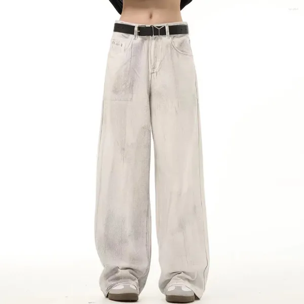 Jeans da uomo 2023 High-end lavato Distressed Moda Vintage Trendy Pantaloni larghi a gamba larga Pantaloni larghi streetwear