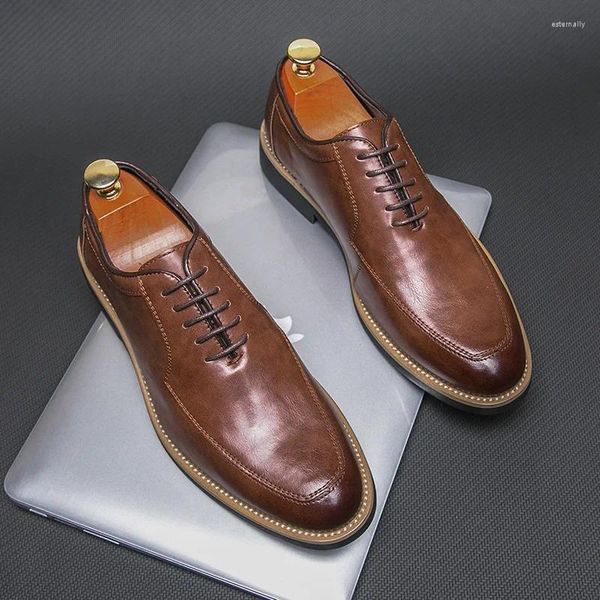 Sapatos de vestido Golden Sapling Formal Homens Moda Couro Flats Confortáveis Homens Casuais Escritório de Negócios Oxfords Casamento