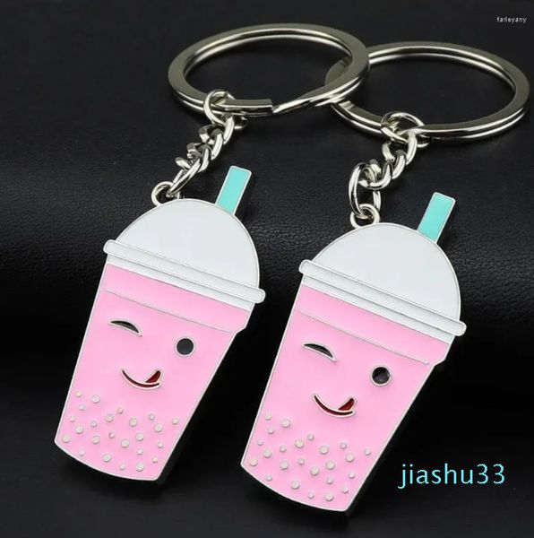 Schlüsselanhänger Design Metall Bubble Tea Cup Boba Schlüsselanhänger Sommergetränk Tapioka Geschenke