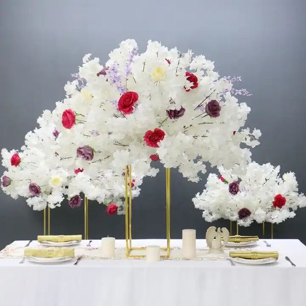 60/80/100cm branco flor de cerejeira rosa flor artificial bola mesa de casamento peça central decoração casamento banquete estrada chumbo floral 54