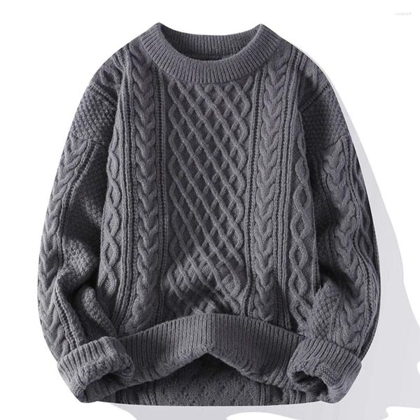 Erkek Tişörtleri Sonbahar Kış Men Sweater Vintage O Boyun Düz Renk Örgü Altaklar Gevşek Harajuku Mens Retro Örgü Külot Sweaters