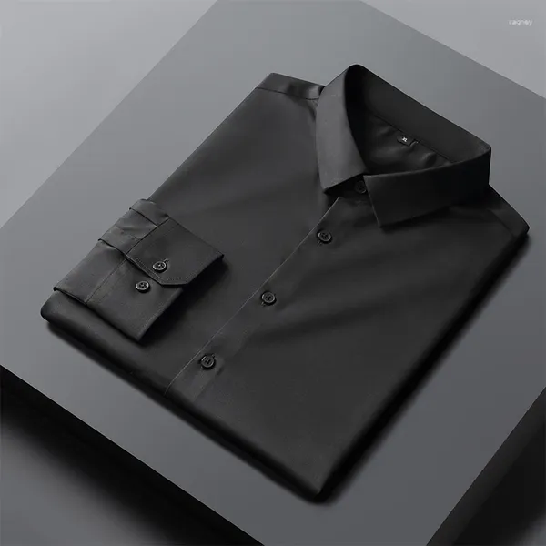 Camicie eleganti da uomo Senza cuciture Alta elasticità Moda Classica Business Slim Casual Abbigliamento formale Camicia a maniche lunghe traspirante confortevole sociale