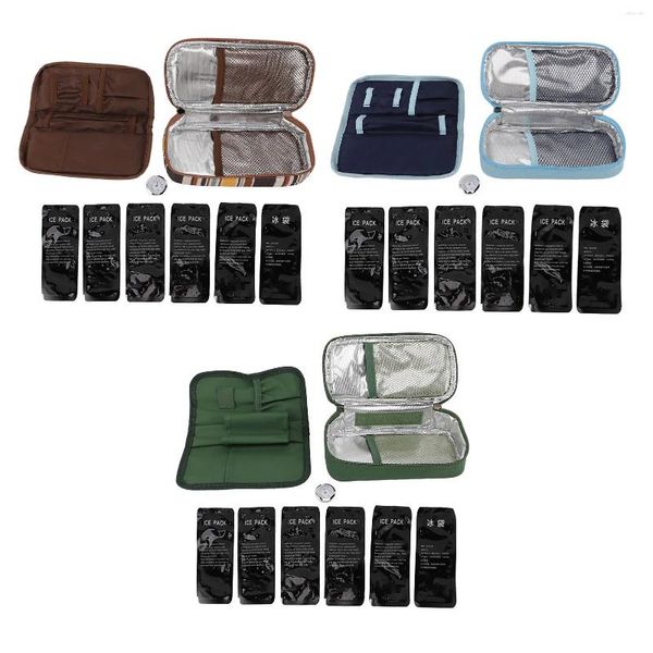 Sacos de armazenamento Pen Carrying Case Cooler Travel PU Isolado Diabético Saco Resfriamento portátil com