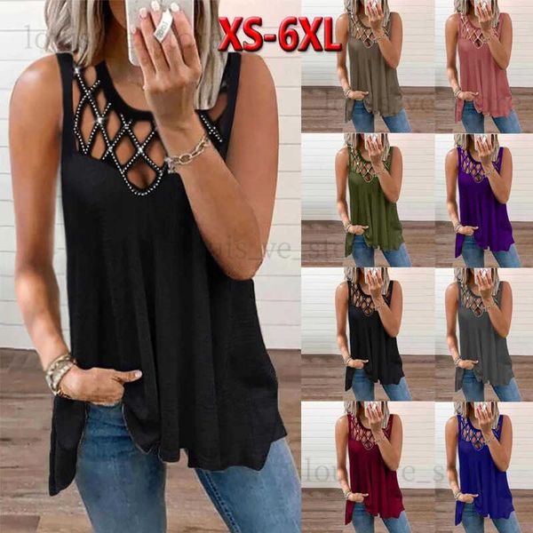 Canottiere da donna Camis 2022 Estate New Hollow Halter tinta unita manica corta Top retrò scollo a V pullover casual allentato T-shirt da donna T231204