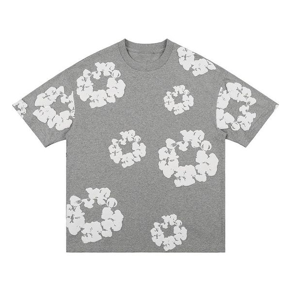 T-shirt unissex Floral Print |Camiseta de algodão inspirada em Harajuku |Moda de rua para homens Mulheres |Primavera/verão Top9miv casual