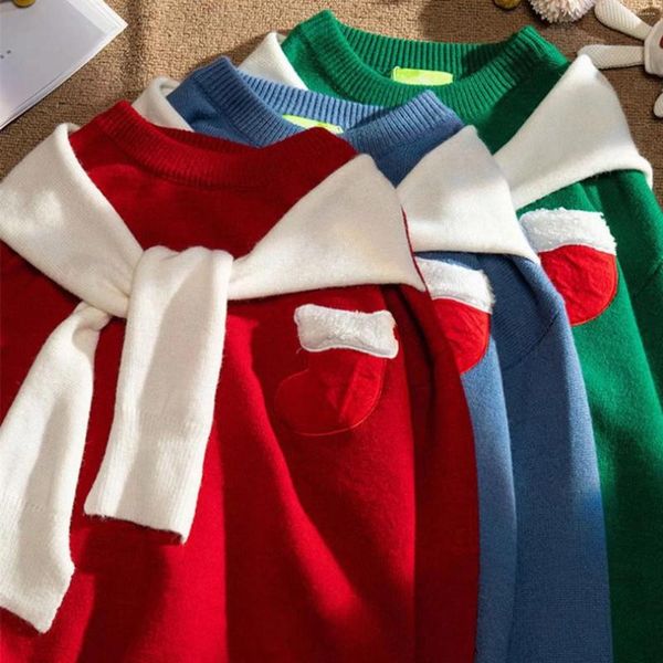 Мужские свитера и женские рождественские модные свитера, повседневные индивидуальные винтажные пуловеры с принтом для пар, вязаные топы