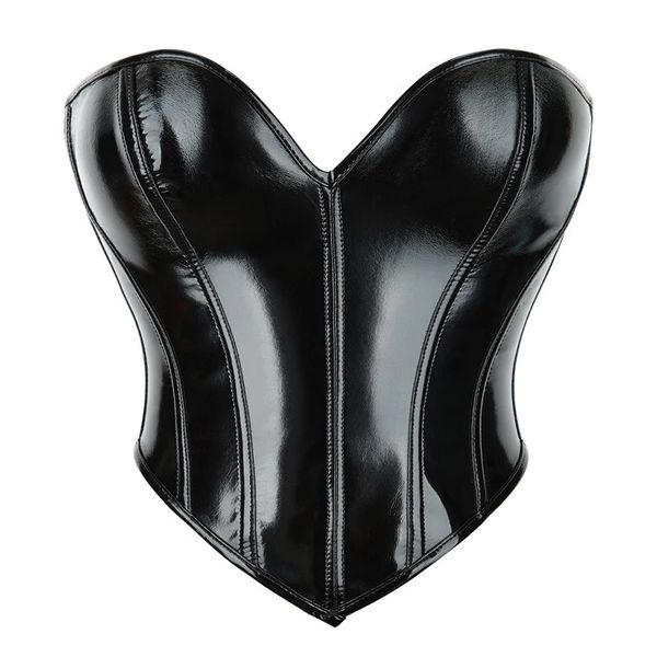 Другие трусики Черный корсет из искусственной кожи для женщин Топы-бюстье для похудения в готическом стиле Stempunk Body Shaper Gorset Сексуальное женское белье Corselet Feminino 231204