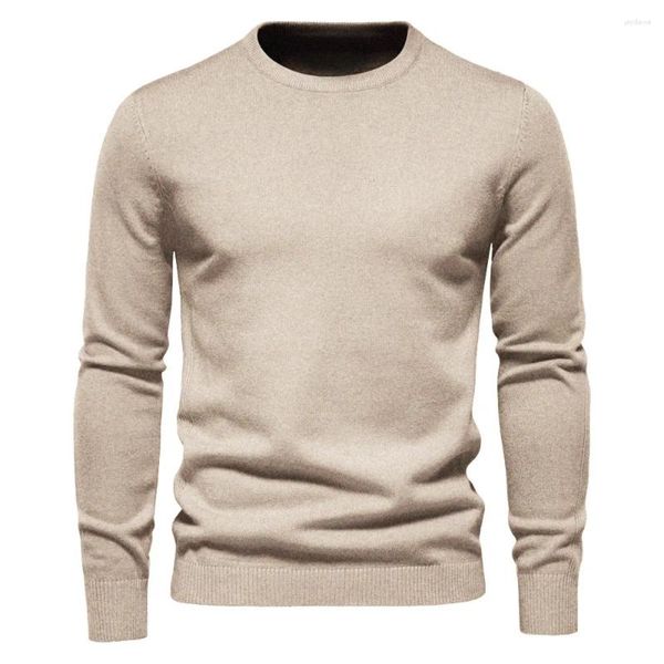 Мужские свитера, пуловер с круглым воротником, однотонный зимний классический свитшот, теплая мужская модная повседневная одежда