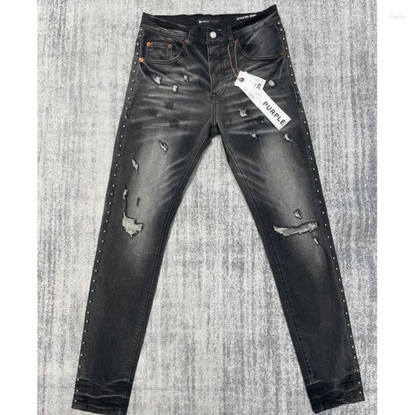 Herren Jeans Four Seasons Casual All-Match Lila Marke Hohe Qualität Side Drill Slim Stretch Hosen 23SS Mode Denim Hosen
