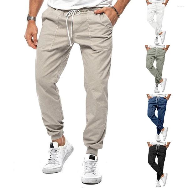 Pantaloni da uomo 2023 Uomo autunno inverno classico con coulisse dritto moda tessuto Casual Resort solido abbigliamento sportivo da lavoro