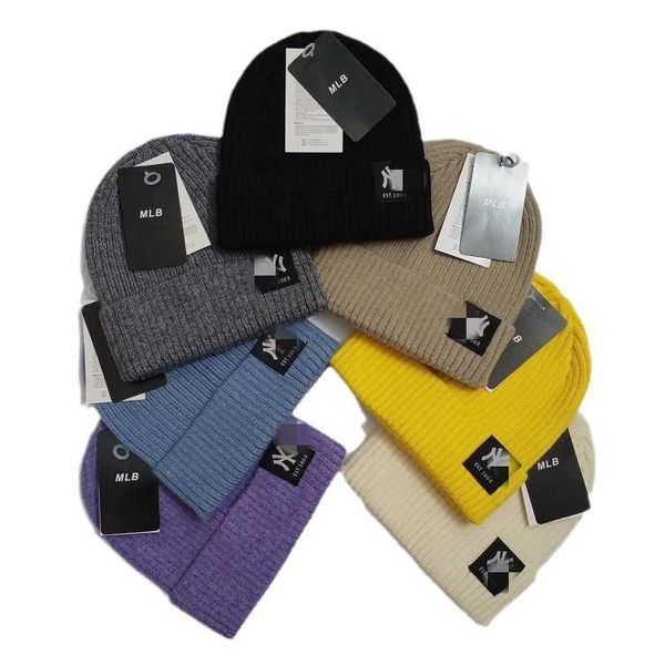 Cappello lavorato a maglia Trendy Autunno e Inverno Edizione coreana Cappello a fascia alla moda Coppia Cappello in lana calda Etichetta lana NY