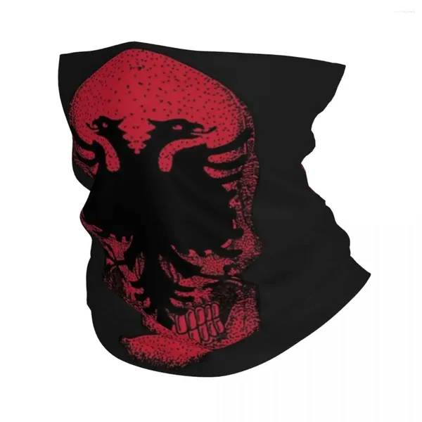 Lenços crânio albânia bandeira bandana pescoço capa impressa lenço mágico quente headwear equitação unisex adulto à prova de vento