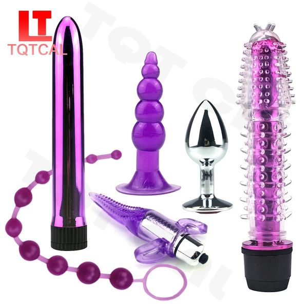 Vibratoren 6PCS Erwachsene Sex Spielzeug Für Frauen Anal Butt Plug Silikon Hinterhof Vibrierende Gspot Vibrator Orgasmus Massage Stick Zubehör 231204