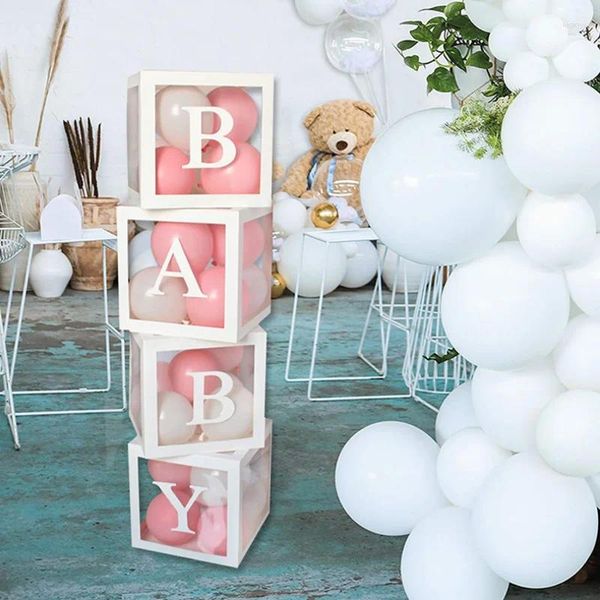Fontes de festa 27/25cm caixa de carta transparente personalizada A-Z chá de bebê menina 1º aniversário decoração crianças balão de casamento diy