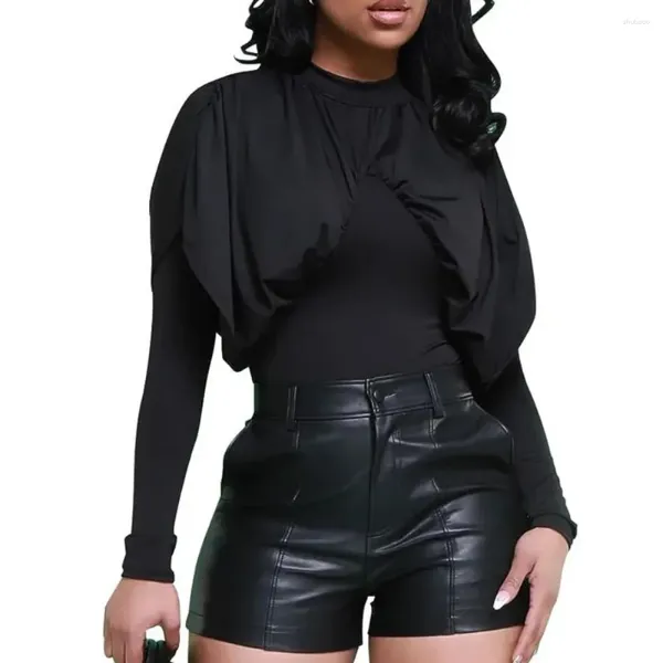Женские шорты, сексуальные черные брюки из искусственной кожи с высокой талией для женщин, повседневные узкие брюки из искусственной кожи, женская одежда