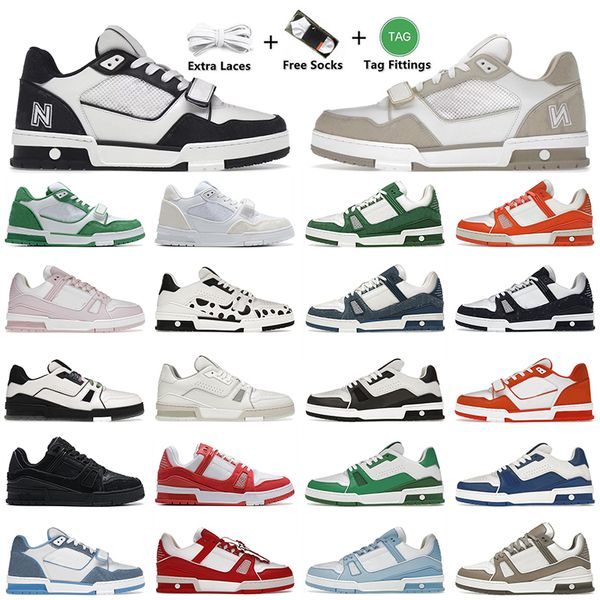 Neue Designer-Schuhe, Logo-geprägter Virgil-Trainer-Sneaker, Weiß, Schwarz, Blau, Grün, Monogramme, Denim, Rosa, Rot, Freizeit-Sneaker für Herren, niedrige Plattform, Damen-Sneaker EUR 36–45