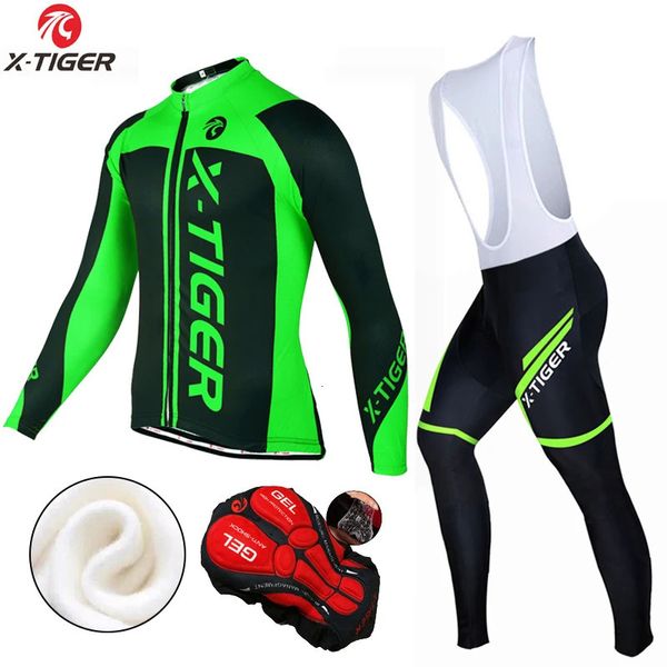 Set di maglie da ciclismo X-Tiger Set di maglie da ciclismo invernali Set di pile termico Abbigliamento da ciclismo Abbigliamento da bicicletta Mantieni caldo Mountain bike Abbigliamento da ciclismo 231204