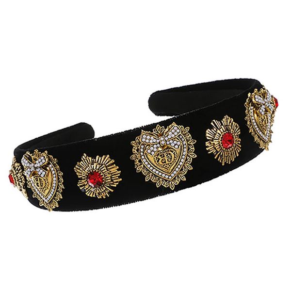 Tiaras Zhini vintage cor de ouro coração cocar boho personalidade artesanal headbands para mulheres strass jóias acessórios de cabelo 231204