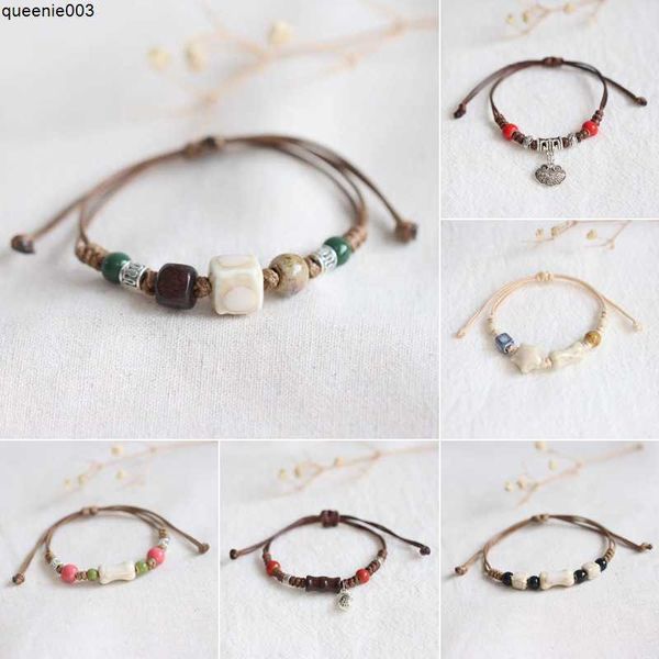 Designer pulseira charme pulseiras literárias e arte novo estilo chinês fresco cerâmica étnica feminina estudante tenda