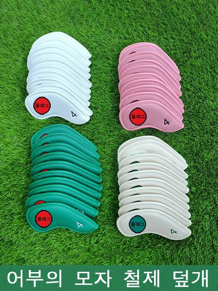 Cabeças de clube chapéu de pescador coreano tampas de cabeça de ferro de golfe para driver fairway putter clubes conjunto cabeças pu couro unisex tampa de cabeça de ferro de golfe 231204