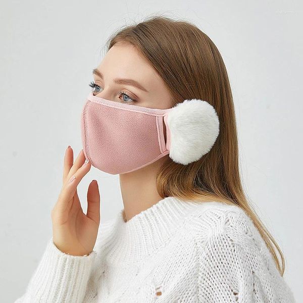 Berets earmuff máscara 2-em-1 nuvens bonitos de pelúcia orelha muffs mais quente capa de inverno feminino à prova de vento tampões de ouvido proteção fria quente earflaps