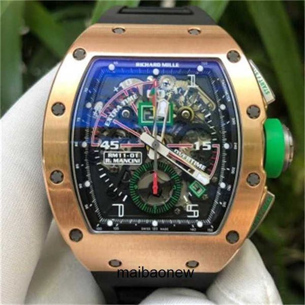 Ricare N Factory Watch Automatische mechanische Armbanduhr Luxusuhren Herren Swiss Sports Herren Automatik 50x427mm Herrenuhr RM1101 Rose Gold Side Titanium Man W YYT