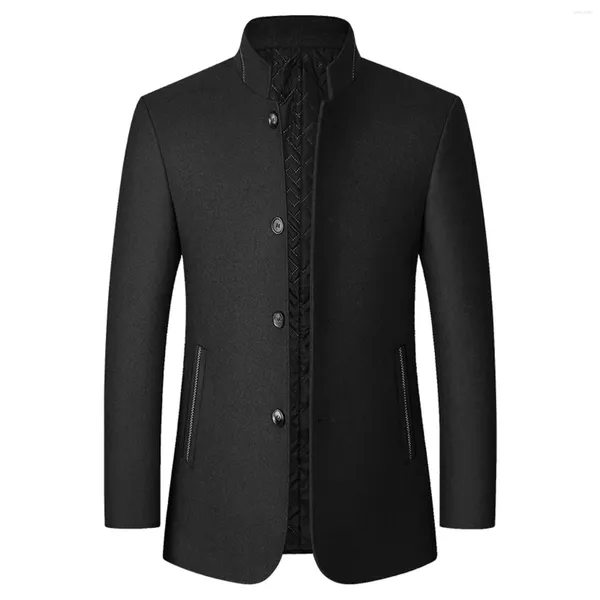 Jaquetas masculinas casaco formal homens moda casual outono e inverno lã gola mangas compridas velo blusão roupas para