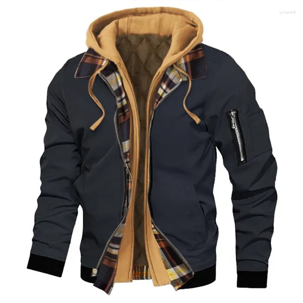 Мужские куртки осень-зима однотонные толстые теплые пальто с капюшоном повседневные толстовки на молнии с длинными рукавами уличная дизайнерская куртка пальто