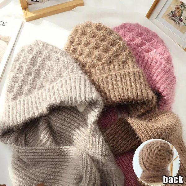 Sciarpe Donna Inverno Caldo Peluche Cappello e Sciarpa Tutto in uno Cappelli di protezione per le orecchie lavorati a maglia ispessita Cappellini per sport all'aria aperta