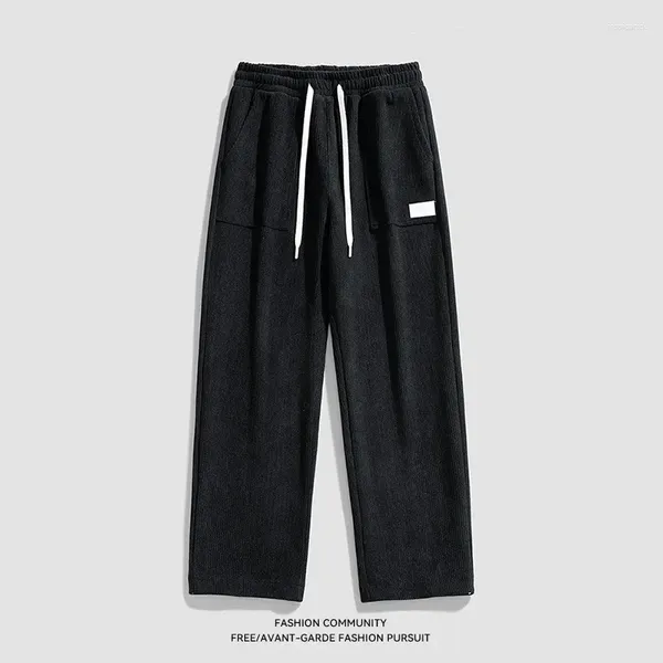 Calças masculinas preto pesado sweatpants homens outono e inverno americano casual reto solto pingente esportes calça