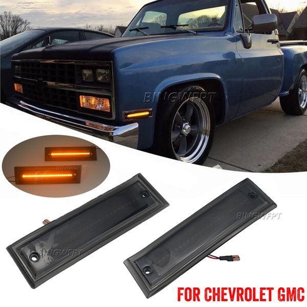 Geräucherte schwarze LED-Kotflügel-Seitenmarkierungsleuchten für GMC Pickup Fullsize R/V Chevrolet Pickup Fullsize C/K 1981–1986