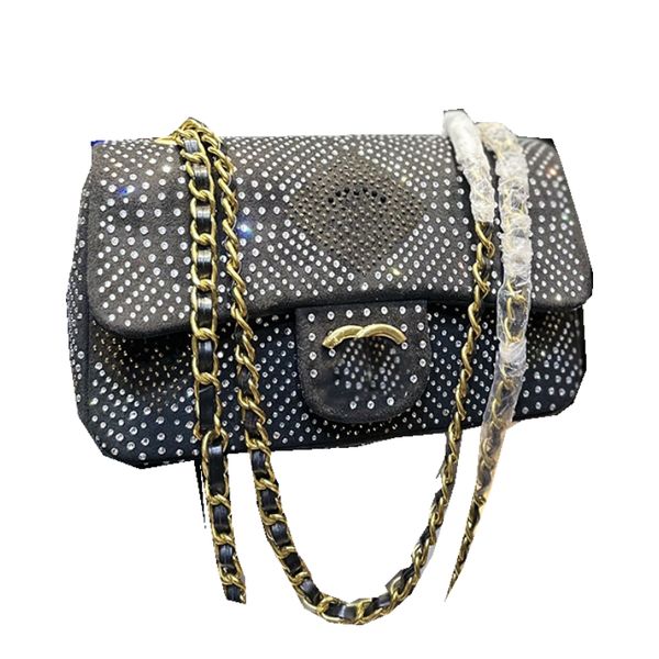Мини-классическая женская сумка через плечо с клапаном, роскошные стеганые стразы, роскошная дизайнерская сумка через плечо, сумка для покупок на открытом воздухе, сумка для монет, поясная сумка, чемодан 25 см