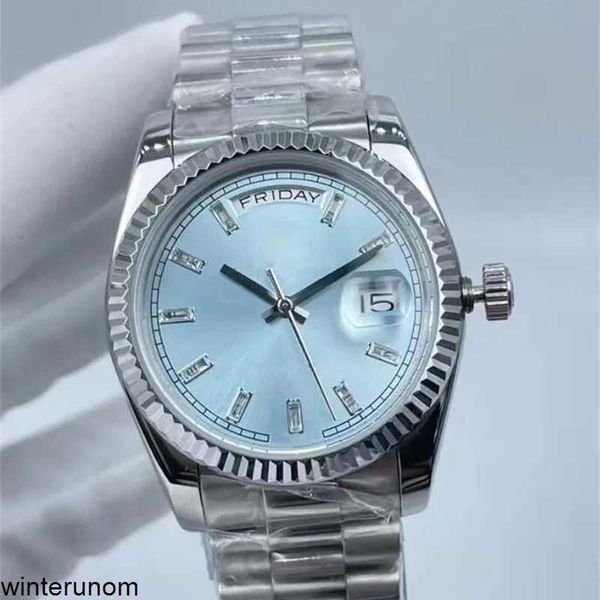 Roiex Relógios DayDate Relógio de pulso feminino Relógio de movimento de 36 mm Moldura mecânica automática Relógios de diamante de aço inoxidável Day Date Moda Lady Waterproo HBF9