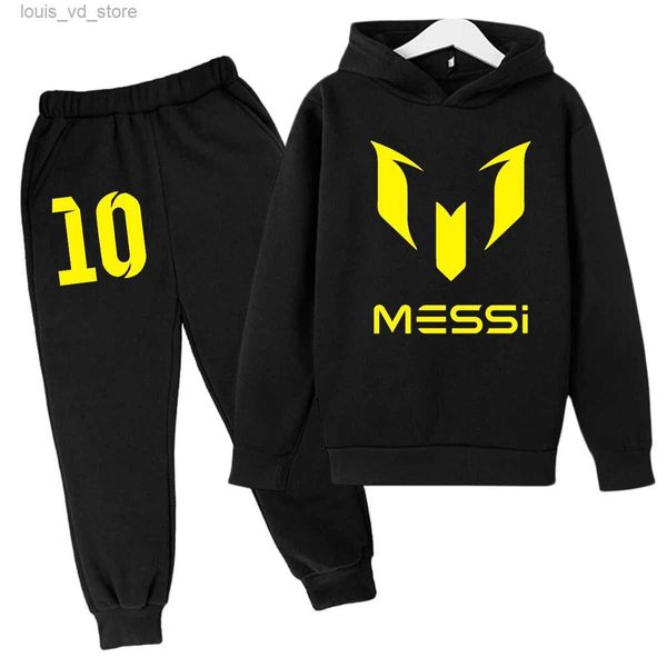 Giyim Setleri Arjantin Futbol Superstar Messi No.10 Çocuk Moda Hoodie Uzun Pantolon Çocuk Giyim İlkbahar ve Sonbahar Sportswe T231204