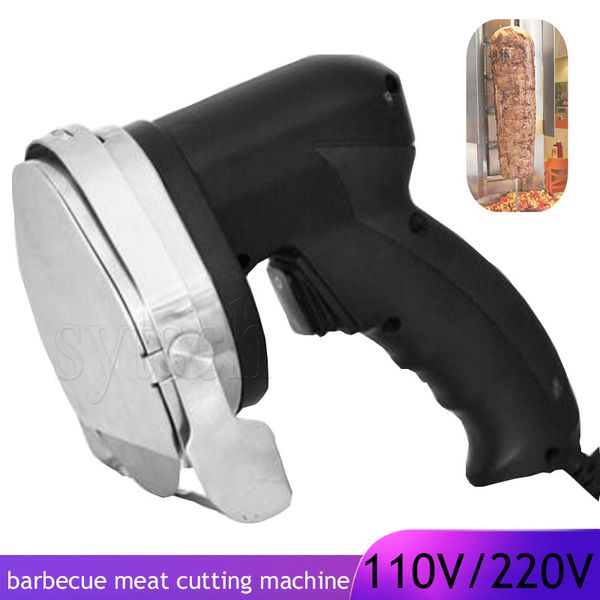 Elektrikli barbekü et dilimleyici ticari kebap dilimer Doner Knife Gyro bıçağı Shawarma kızartma et kesici makinesi 110V 220V