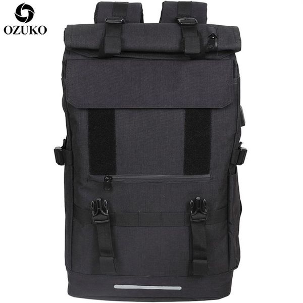 Ozuko 40L Büyük Kapasiteli Seyahat Sırt Çantaları Erkekler USB Ücret Dizüstü Bilgisayar Sırt Çantası Gençler için Çok Fonksiyonlu Seyahat Erkek Okul Çantası 211203305U