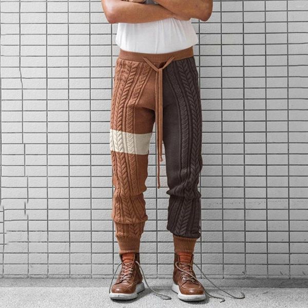 Herrenhose Herren Herbst- und Winterfarbe Stricken Europäische Amerikanische Lässige Flache Vorderseite