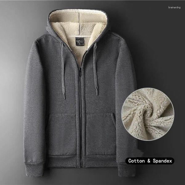 Hoodies masculinos camisola oversized outono/inverno cordeiro cashmere cardigan esportes topo com pelúcia e jaqueta com capuz grosso