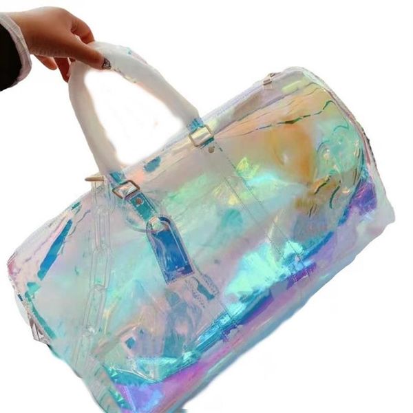 Borsa da viaggio 2021 Stampa laser a catena manuale bagaglio pvc borsone borsh borse uomini e una spalla la sua grande trasparente trasparente un designer sho305y